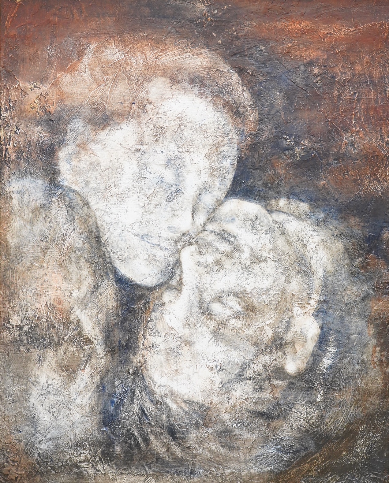 Jutta Wrobel (Contemporary), Study of two lovers, signed and dated '98, oil on board, 60 x 47cm